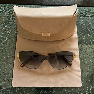 Chloé Bleux Ombré Almonde Eye Gold frame shades sunglasses tortoise arms